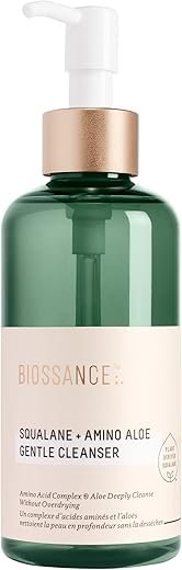 BIOSSANCE Squalane + Amino Aloe Gentle Face Wash – Foaming Facial Cleanser Gel – Hydrating for All Skin Types – Removes Makeup & Deeply Cleans Pores with Moringa Extract – Soothes with Aloe Vera
