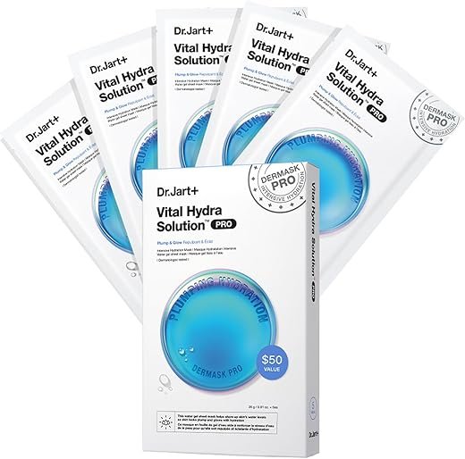 Dr.Jart+ Dermask Vital Hydra Solution Glow Korean Face Mask with Hyaluronic Acid for Glass Skin | Sheet Mask | Korean Skin Care