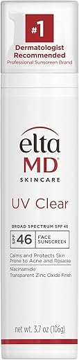 EltaMD UV Clear Face Sunscreen SPF 46, Oil-Free Sunscreen with Zinc Oxide, Dermatologist Recommended