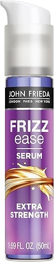 John Frieda Frizz Ease Extra Strength Hair Serum, Instantly Smooths for Healthy, Hydrated, Frizz-Free Hair, for Thick and Coarse Hair, with Argan, Coconut, and Moringa Oil for Heat Protection, 1.69 Oz