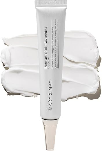 Mary&May Tranexamic Acid + Glutathione Eye Cream (30ml) - Korean Skincare for Dark Circles & Uneven tone - Fragrance-Free Under Eye Cream for Dark Spots & Hyperpigmentation 1.01oz.