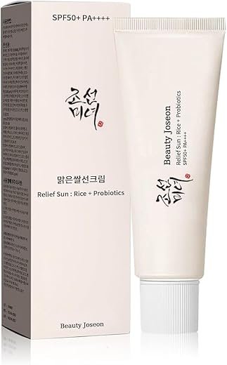 Relief Sun Organic Korean sunscreen SPF50+, PA++++ Riceand Probiotics | Korean Skin Care Solution for All Skin TypesNourishing Skin Protection and UV Def
