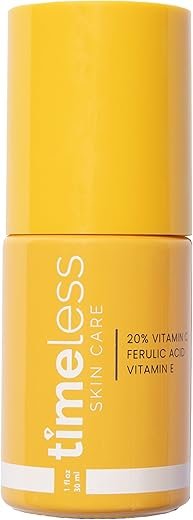Timeless Skin Care Vitamin C Serum with Vitamin E & Ferulic Acid - Brightening Serum - for Oily & Dry Skin - Fragrance-Free - 1 oz