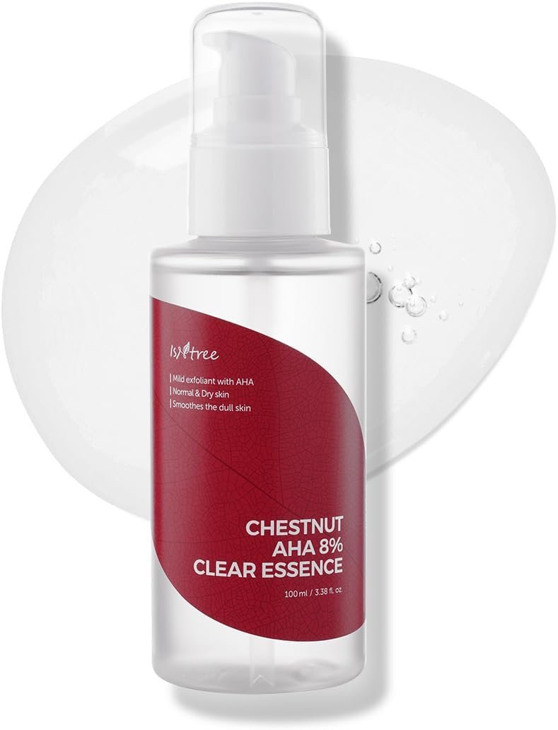 ISNTREE Chestnut AHA 8% Clear Essence 100ml, 3.38 fl oz | Tightening pores Chemical Facial Essence for Dead Skin Cells upcycling Ingredients Chestnut Shells | Korean Skincare