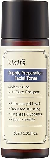 DearKlairs Supple Preparation Facial Toner, pH Balance, Moisturizer, Korean Skincare, Non-Sticky, for Sensitive Skin Face, K-Beauty, 1.01 Fl Oz