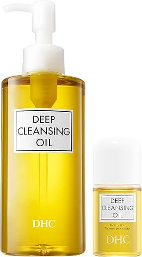 DHC Deep Cleansing Oil and Travel Size, Facial Cleansing Oil, Makeup Remover, Cleanses without Clogging Pores, Residue-Free, Fragrance and Colorant Free, For All Skin Types, 6.7 oz and 1 oz