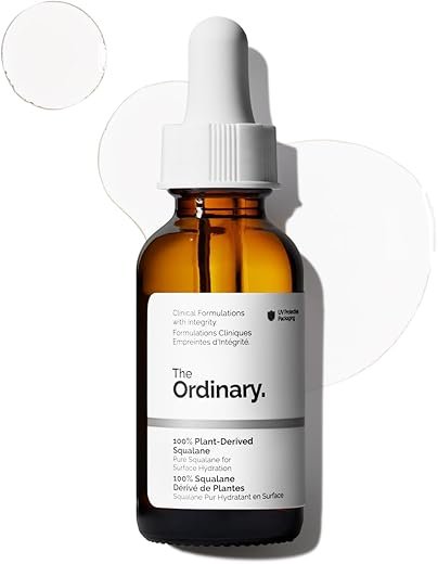 The Ordinary 100% Plant-Derived Squalane, for Skin and Hair, Lightweight Hydration, and Moisture Barrier Support, 1 Fl Oz